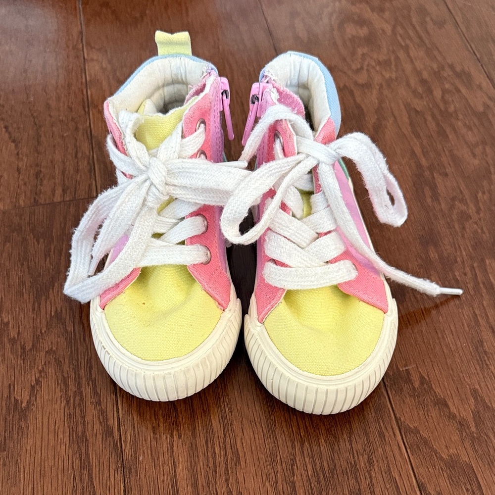 Cat & Jack Pink and Yellow Kids High-Top Sneakers